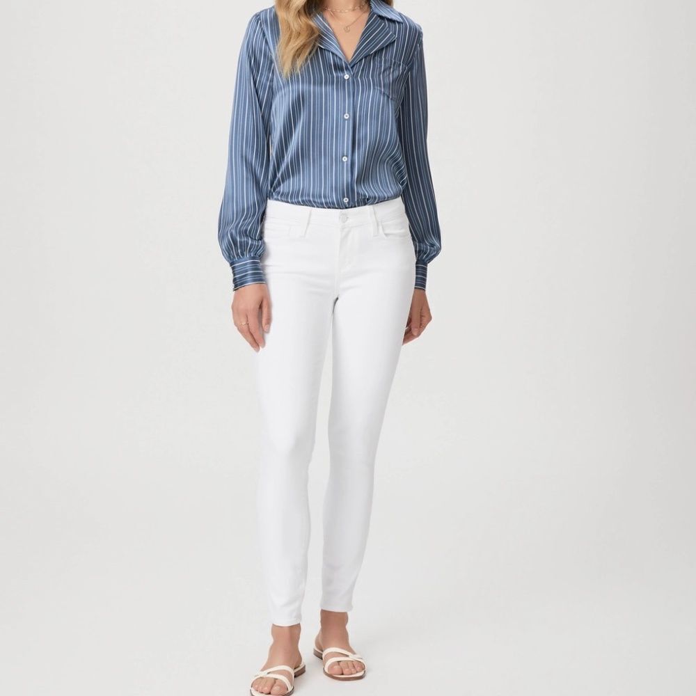 Paige Verdugo Ultra Skinny White Mid Rise Jeans Ultra White Sz 25